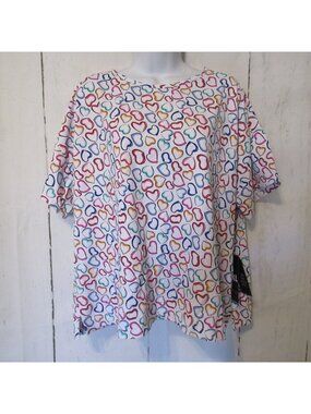 New Ibkul Top XXL White Heart Print UPF 50 Cooling Moisture Wicking Quick Dry